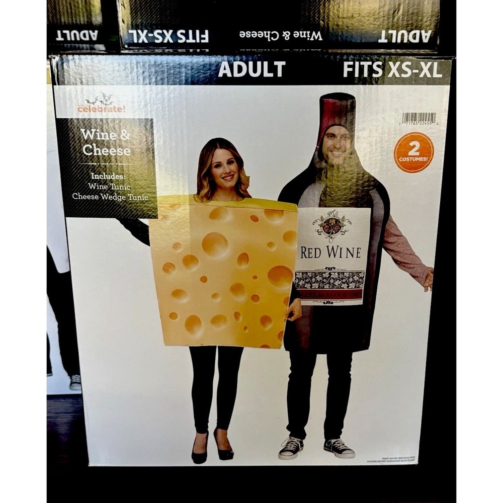 Wine & Cheese Couples Costume Tunic Multicolor XS-XL